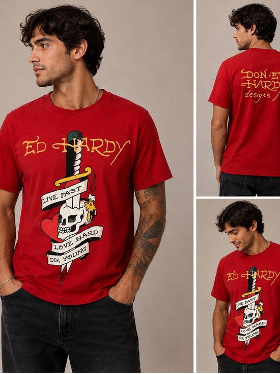 Ed Hardy Other - Ed Hardy Red Graphic Tee with Bold Logo